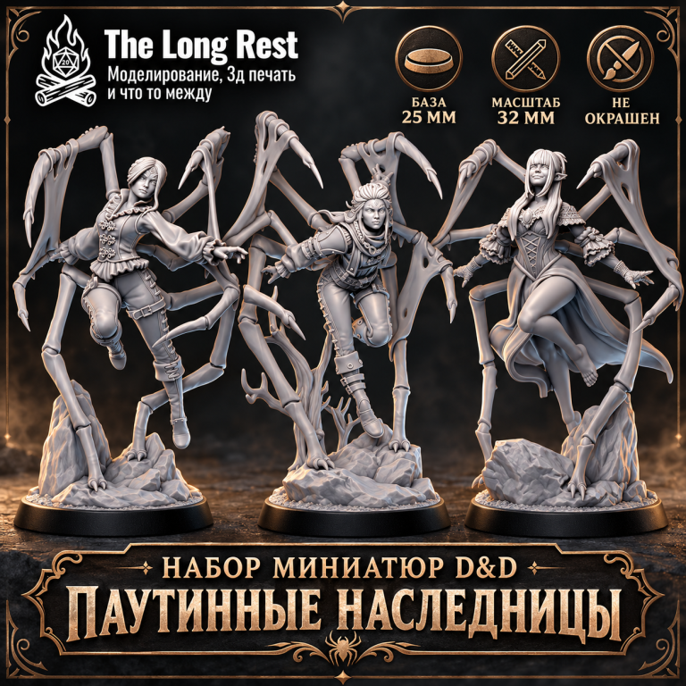 Паутинные наследницы — неокрашенные миниатюры D&D
