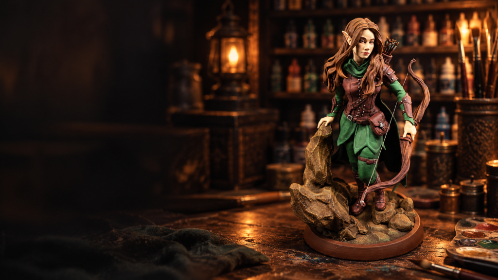 Фигурка эльфийки, персонажа из ДнД(D&D) 15 elfijka luchnicza v masterskoj